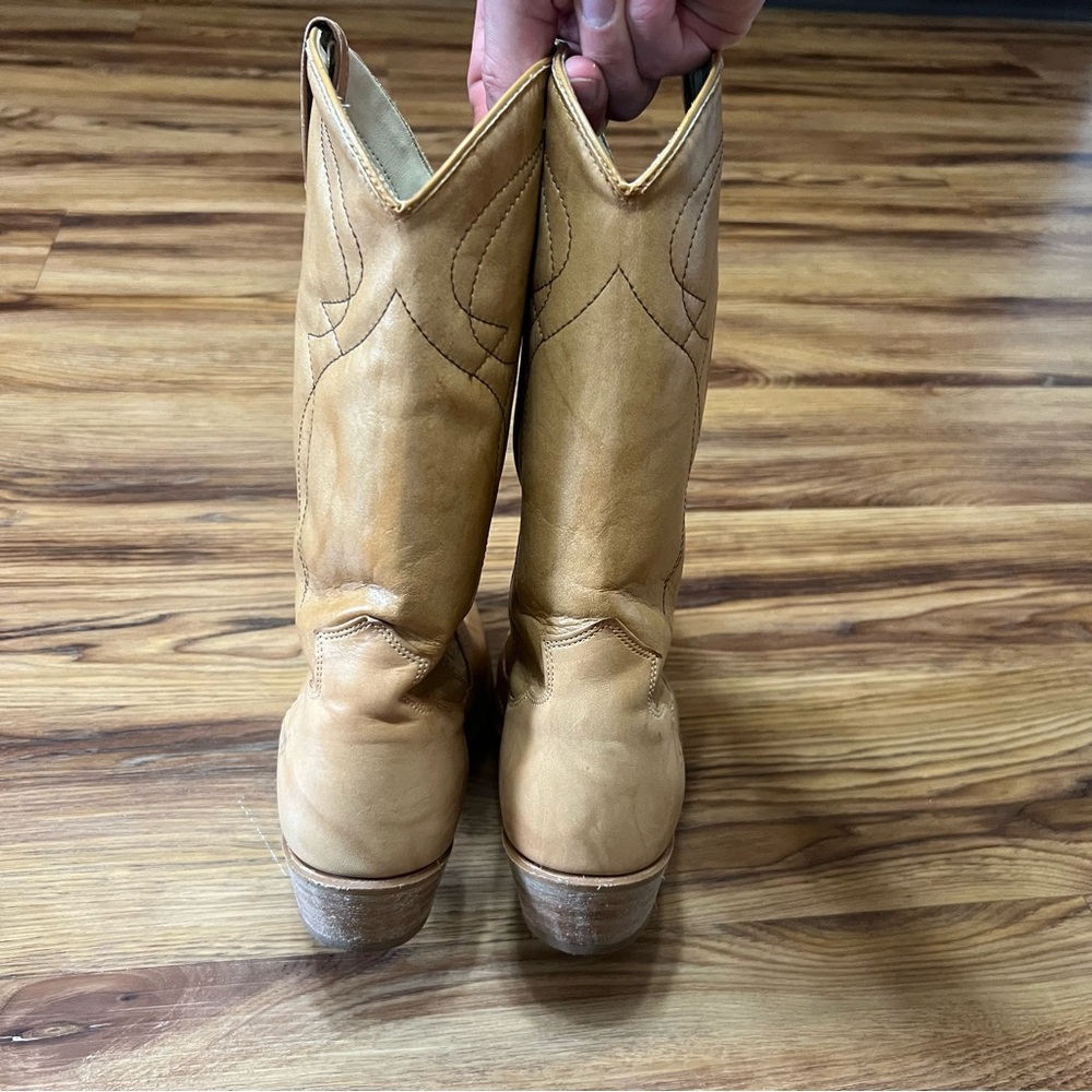 Vintage Dingo 5917 Men's Cream Leather Western Cowboy Boots Size 9D - Picture 4 of 7